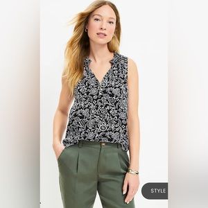 LOFT Garden Ruffle Neck Button She’ll